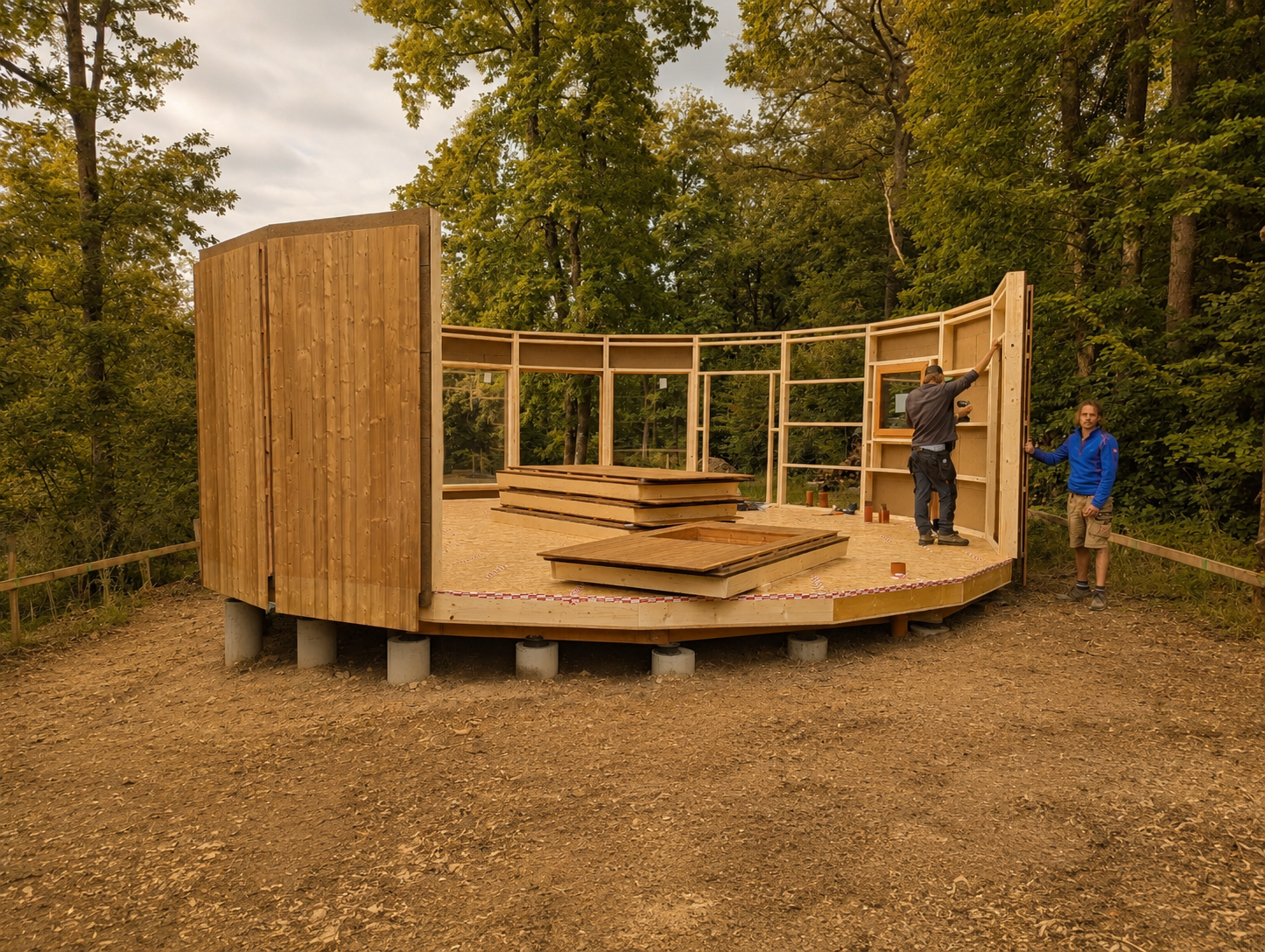 Livraison d'une Yurtagone sur chantier
